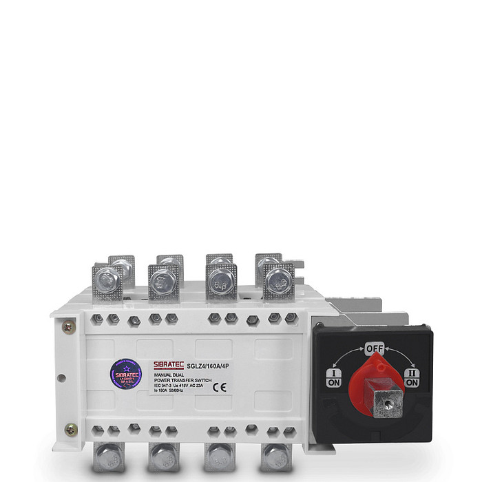 Chave de Transferência Manual 160A | 4 Polos | 3 Posições | Rede Gerador - SGLZ