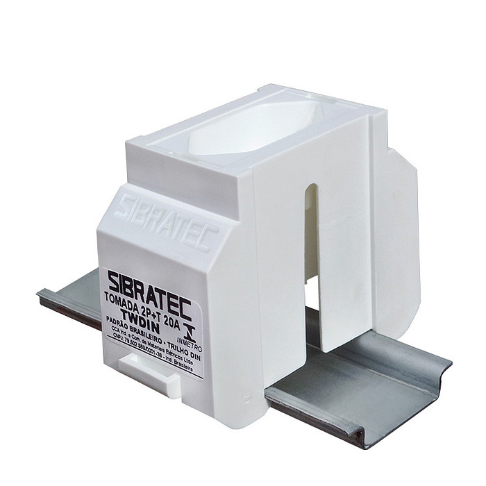 Tomada Branca para Trilho DIN 2P+T 20A Padrão Brasileiro - TWDIN