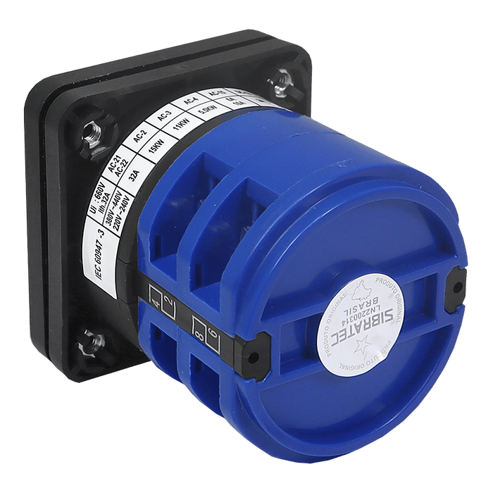 Chave Liga / Desliga Rotativa 32A 4 Polos para Porta de Painel - LW28-32A