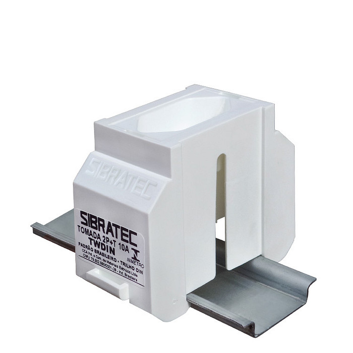 Tomada Branca para Trilho DIN 2P+T 10A Padrão Brasileiro - TWDIN