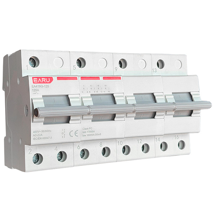 Chave de Transferência 4 Polos 125A Trilho DIN Tetrapolar Rede Gerador