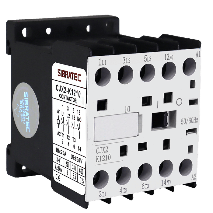 Mini Contator Tripolar 12A Bobina 110V 127V com Contato aux. 1NA - CJX2-K12