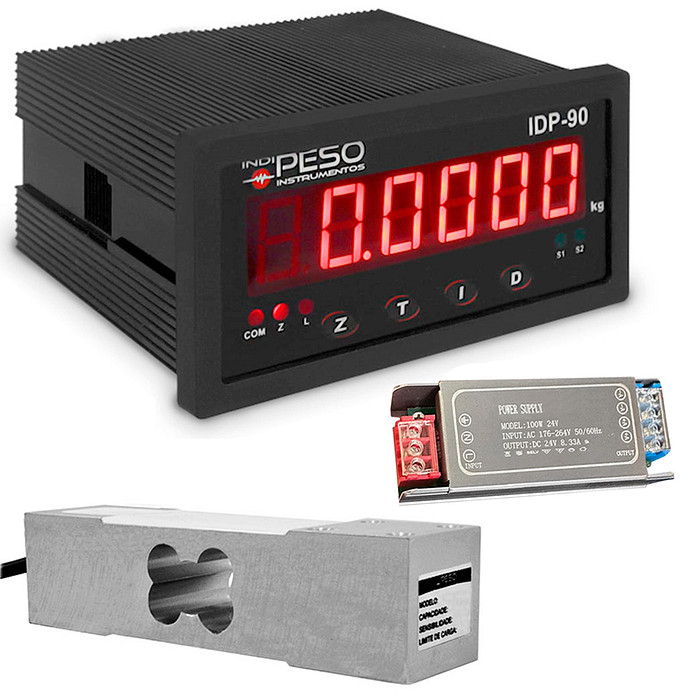 Kit Controlador Peso 2 Saídas + Célula de Carga + Fonte Chaveada 24V