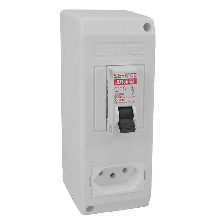 Caixa com Tomada de Sobrepor 2P+T 10A + Disjuntor Mono 10A - CSDM10-T10