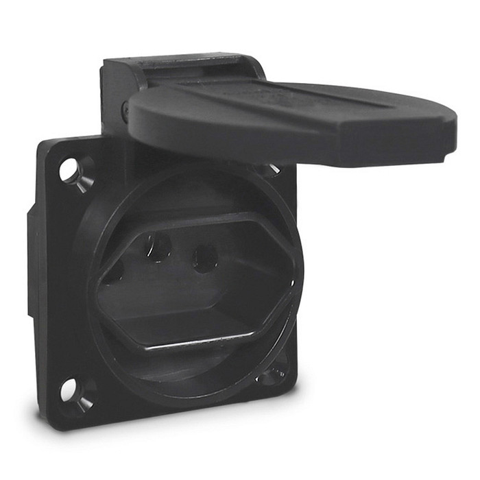 Tomada De Embutir Preta com Tampa 2p+t Padrão Brasileiro 10a / 20a  - TBSE