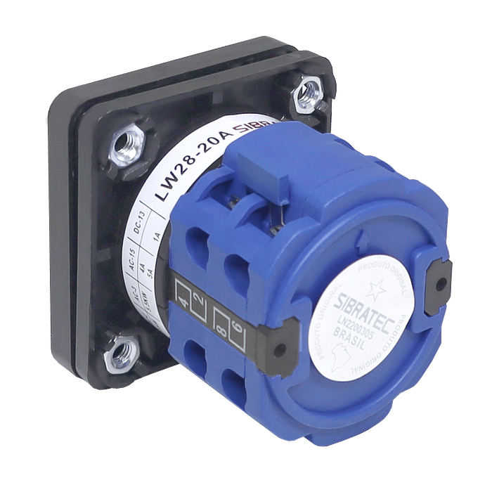 Chave Seletora Rotativa com 3 Posições (1-2-3) 1 Polo 20A para Porta de Painel - LW28-20-3
