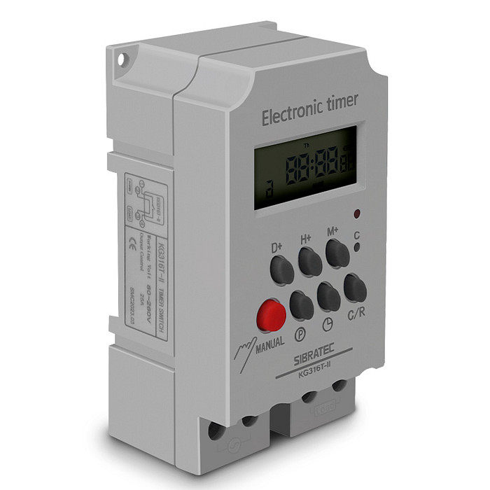 Timer Programador Horário 25A 110/220V 16ON / 16OFF Semanal - KG316T