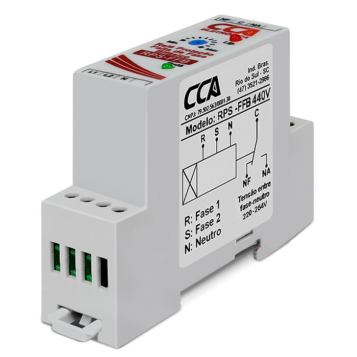 Rele Falta de Fase Proteção Bifásico 440V (f+f+n) Fase-Neutro 220/254V - RPS-FFB