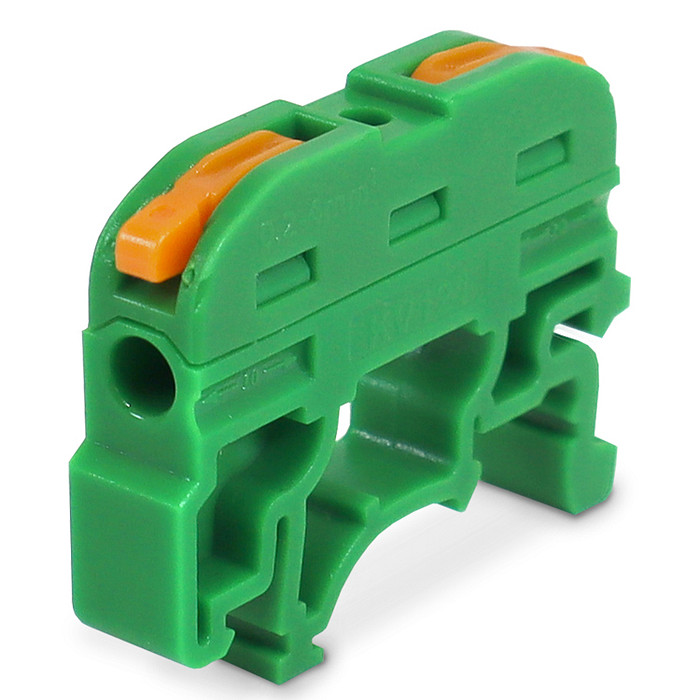 Borne Conector de Emenda Rápida Alavanca Verde 1 Polo 32A Cabo até 4mm Trilho DIN
