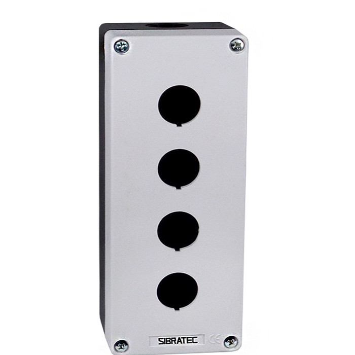 Caixa Plástica Botoeira com 4 Furos 22mm Branco e Preto