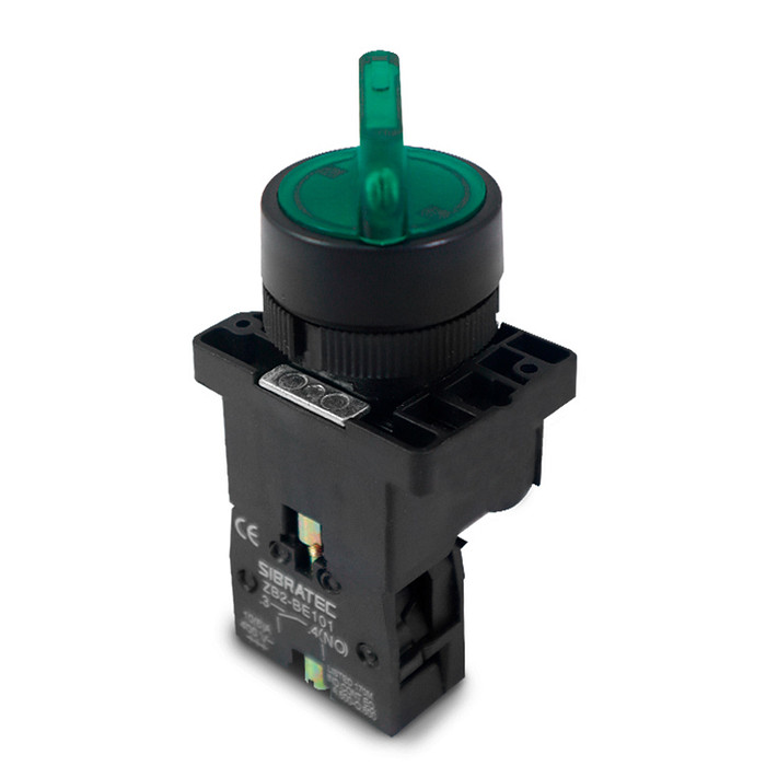 Chave Seletora Iluminada Verde 24V com 2 Posições 1NA Plástica 22mm - XB2-EK2361