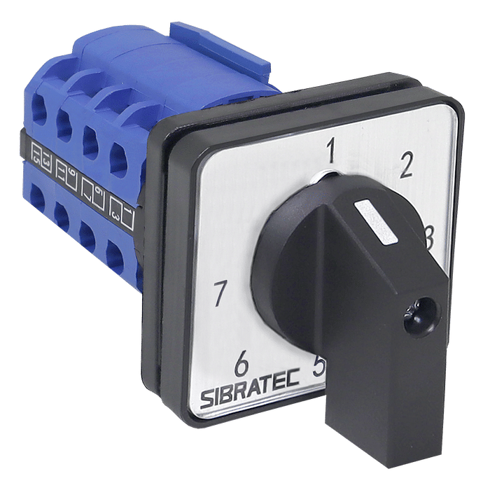 Chave Seletora Rotativa com 7 Posições (1-2-3-4-5-6-7) 1 Polo 20A para Porta de Painel - LW28-20-6-7