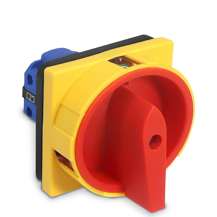 Chave Liga Desliga Rotativa 20A 4 Polos para Porta de Painel Vermelha / Amarela - LW28GS-20A