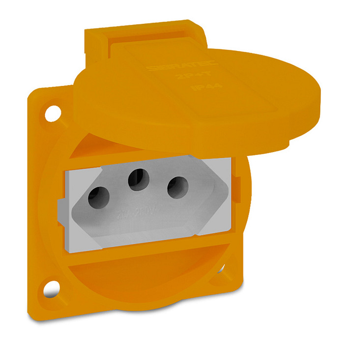 Tomada De Embutir Amarelo com Tampa 2p+t Padrão Brasileiro 10a / 20a  - TBSE