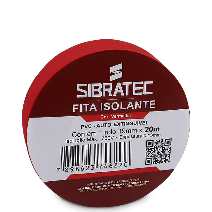 Fita isolante Vermelha 19mm x 20 Metros Antichamas