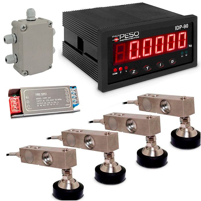 Kit Controlador Peso Digital Silos + 4 Células Carga i + Fonte 24V