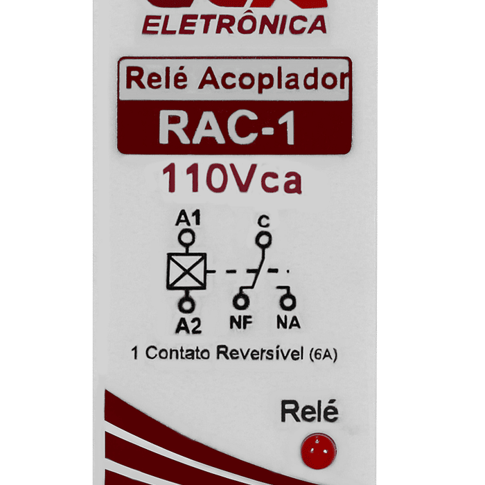 Relé Acoplador Interface 110V - 127V com 1 Contato Reversível