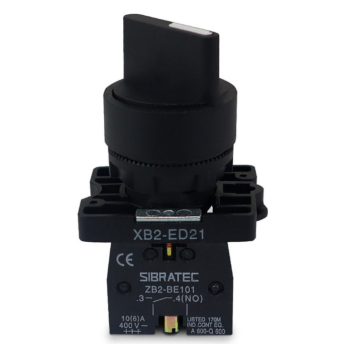 Chave Seletora com 3 Posições 2NA Plástica 22mm Manopla Curta - ED33