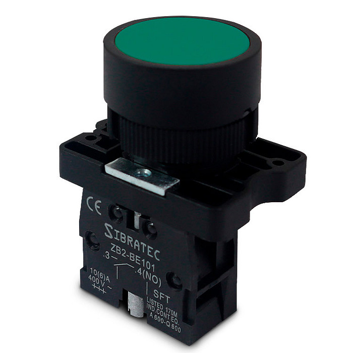 Botão de Impulso Verde 1NA Plástico 22mm - XB2-EA31
