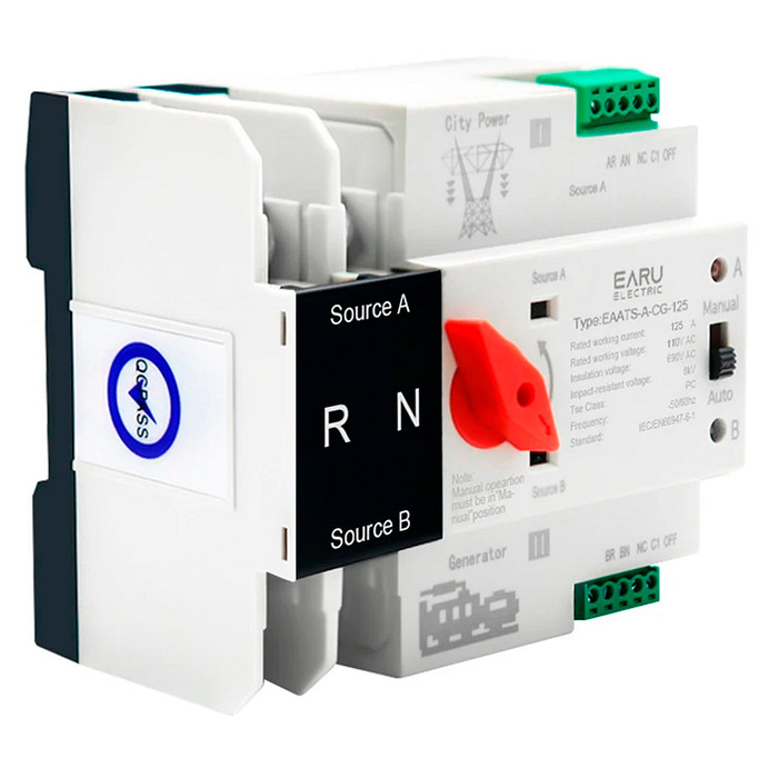 Chave Transferência Automática 125A 2 Polos 110V Rede Gerador Bipolar