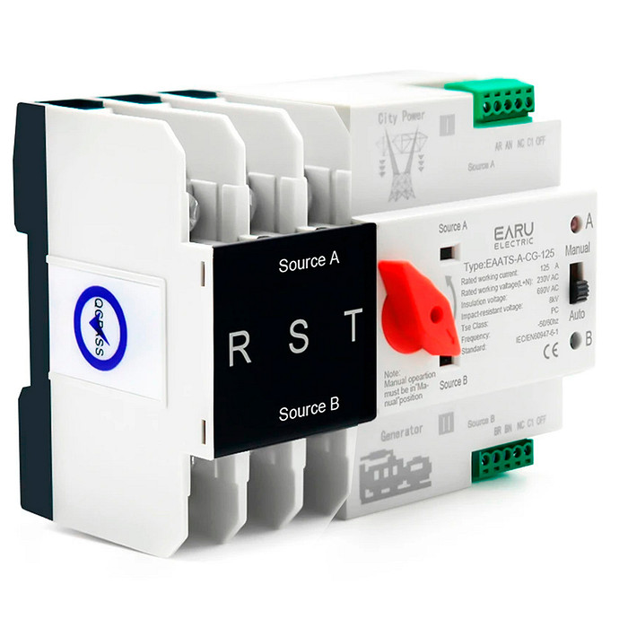 Chave Transferência Automática 125A 3 Polos 220V Rede Gerador Tripolar