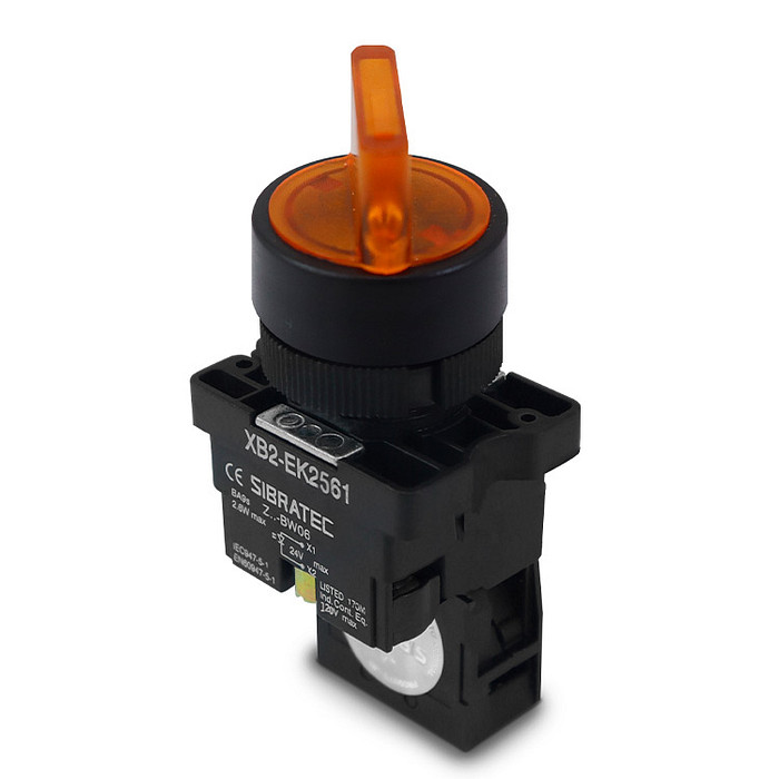 Chave Seletora Iluminada Amarelo 24V com 2 Posições 1NA Plástica 22mm - XB2-EK2561