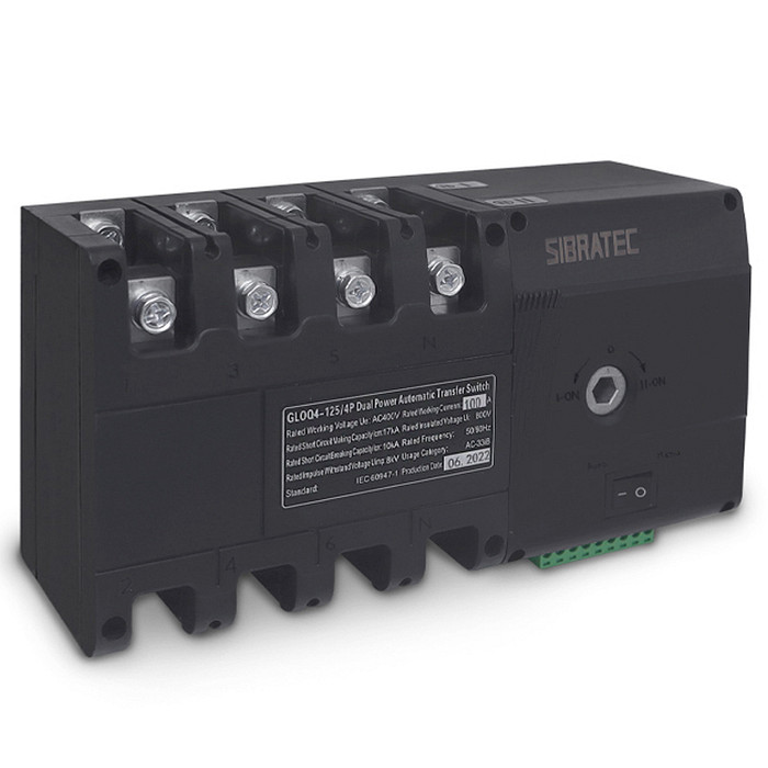 Chave de Transferência Automática 100A 4 Polos 220V Rede Gerador sem Carga - GLOQ4-100/4P