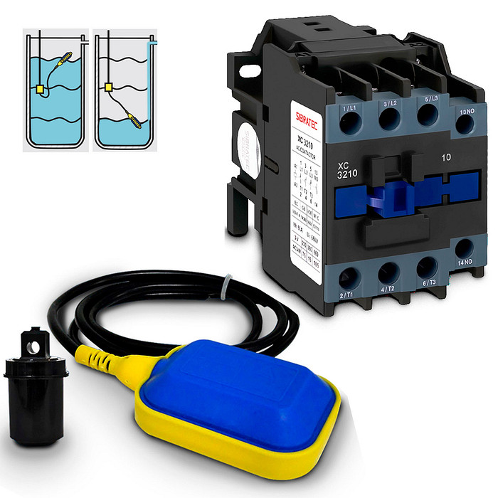 Kit Controle Nível Chave Boia + Contator 32a para Bomba Água Automática
