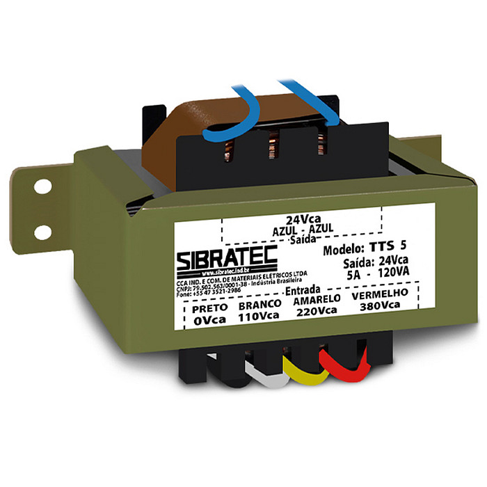 Transformador de Tensão 110V 220V 380V para 24V 5A 120VA para Comando - NR12