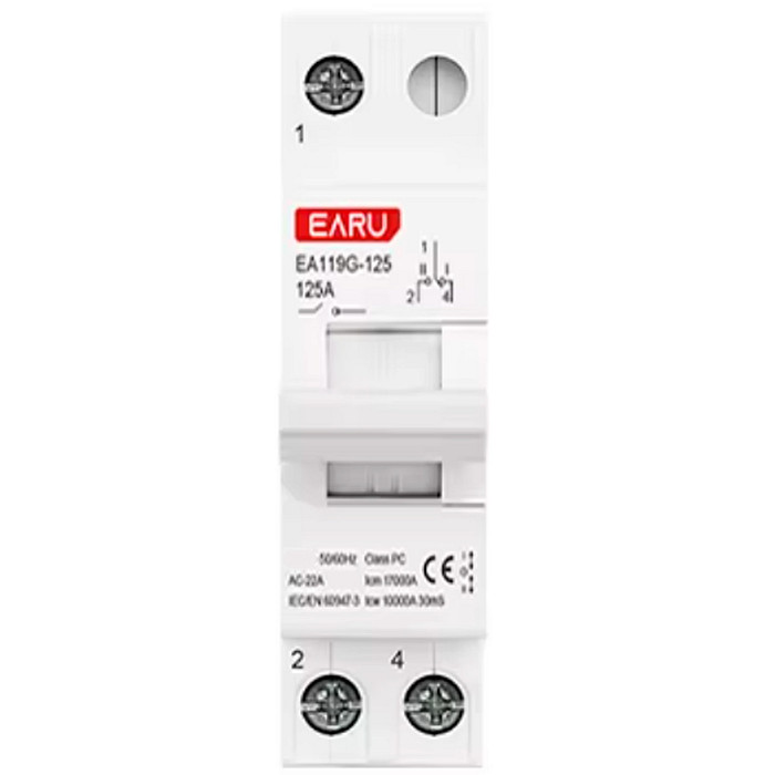 Chave de Transferência 1 Polo 125A Trilho DIN Monopolar Rede Gerador