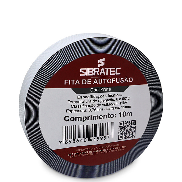 Fita de Auto Fusão Isolante 19mm X 10 Metros Preta Antichamas