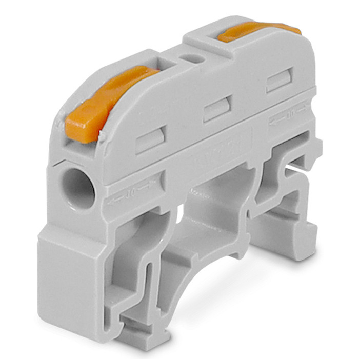 Borne Conector de Emenda Rápida Alavanca Cinza 1 Polo 32A Cabo até 4mm Trilho DIN