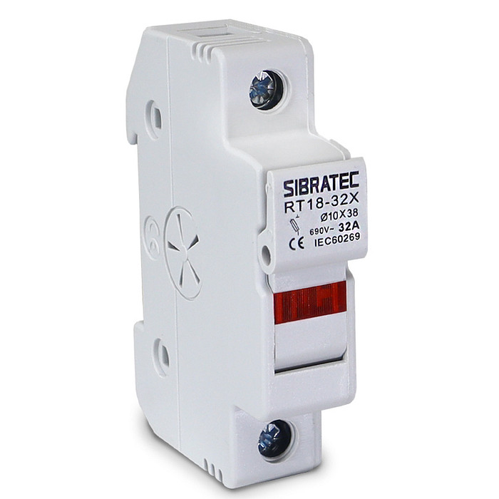 Porta Fusível Cartucho 1 Polo até 32A RO15 10x38mm 690V com LED Indicador - RT18-32