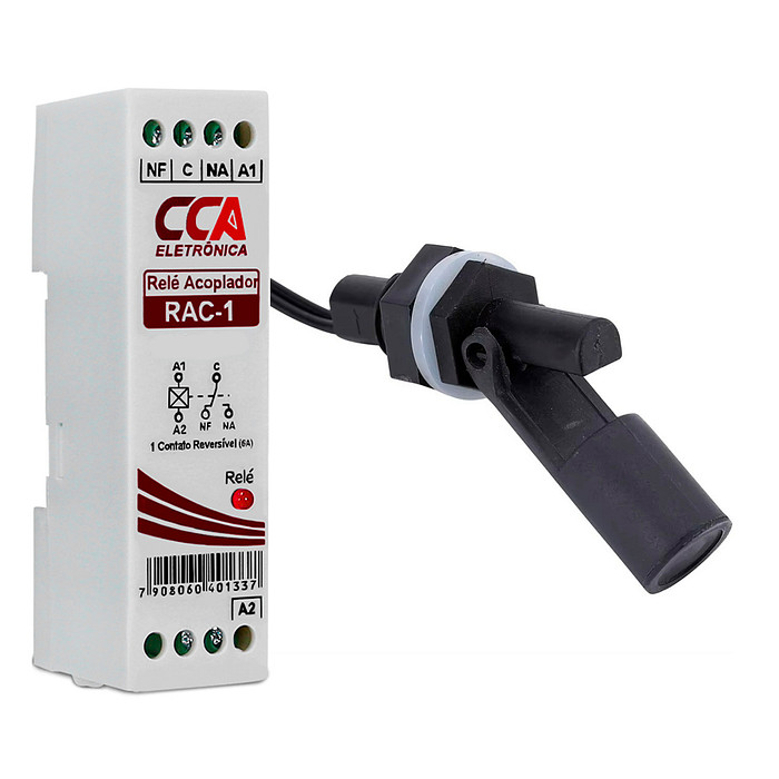 Kit Controle de Nível Sensor Micro Boia + Relé Acoplador Interface para Bomba