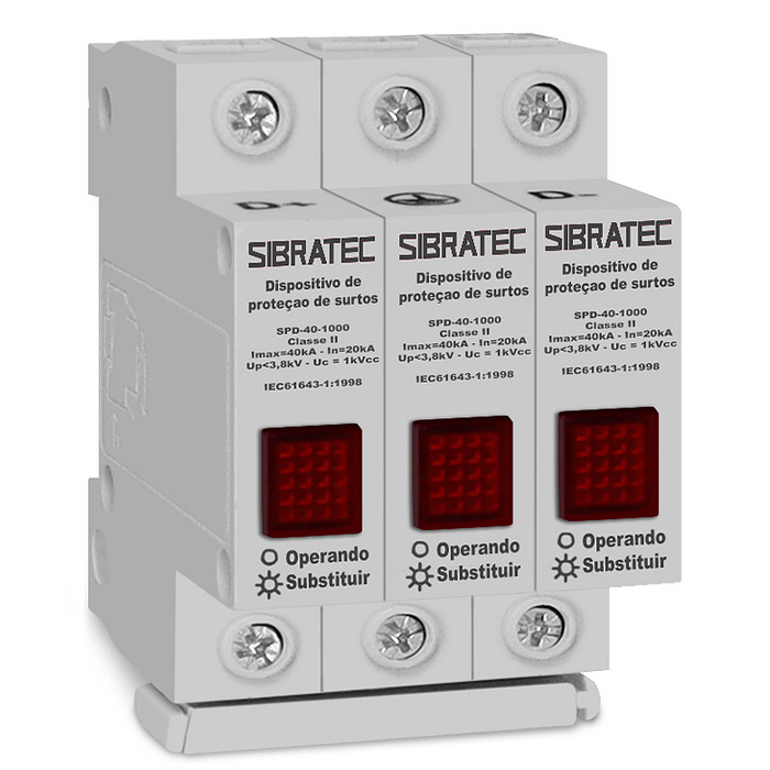 DPS CC Dispositivo Protetor de Surto Solar 3 Polos 20/40kA 1000Vdc - SPD-40-1000