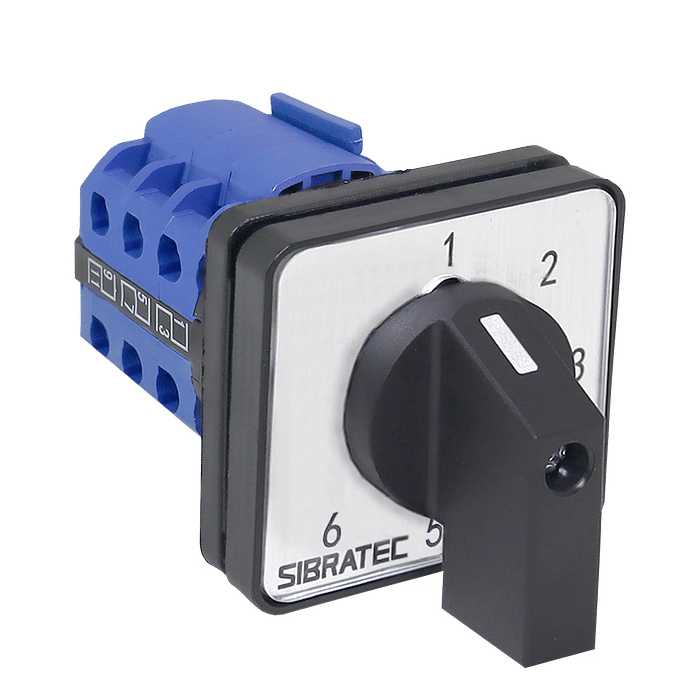 Chave Seletora Rotativa com 6 Posições (1-2-3-4-5-6) 1 Polo 20A para Porta de Painel - LW28-20-6