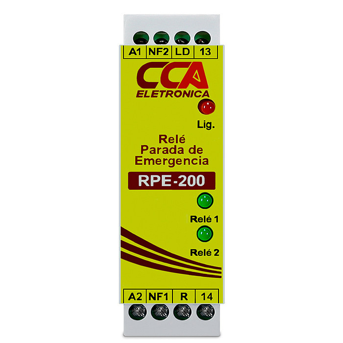 Relé Controle de Segurança Parada De Emergência 2 Entradas Duplo Canal 24V - RPE-200