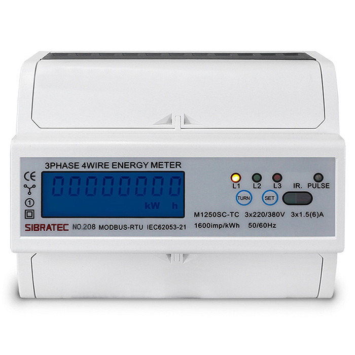 Medidor de Energia kWh Trifásico Medição Indireta por TC x/5A (5A-5000A)
