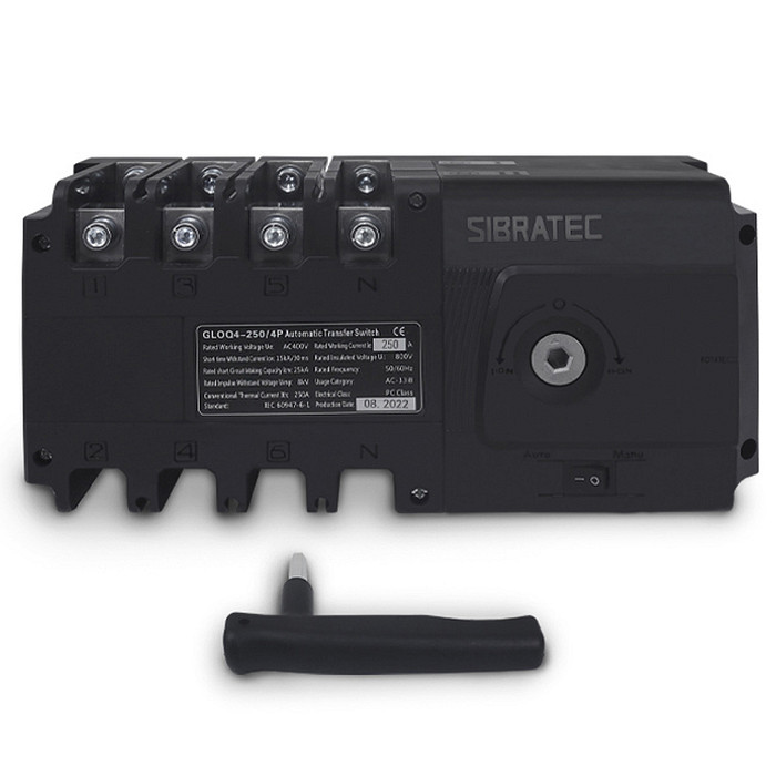Chave de Transferência Automática 250A 4 Polos Rede Gerador  sem Carga - GLOQ4-250/4P