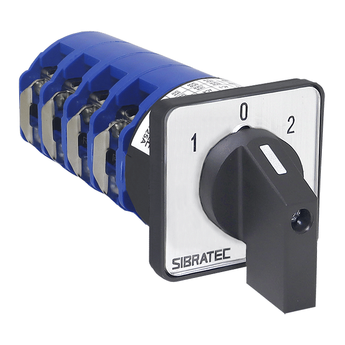 Chave de Transferência Rotativa 125A | 4 Polos | 3 Posições | Porta de Painel | Rede Gerador - LW28-125-4P