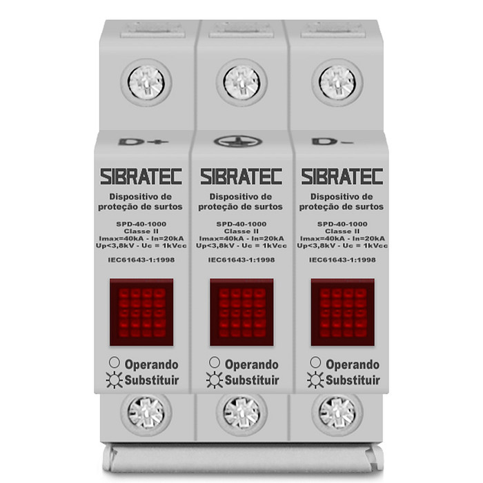 DPS CC Dispositivo Protetor de Surto Solar 3 Polos 20/40kA 1000Vdc - SPD-40-1000
