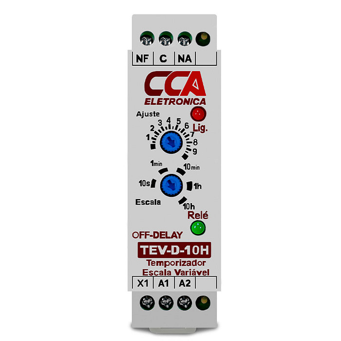 Temporizador Retardo Desenergização 110V Multiescala Ajustável 0,3s até 10h (OFF-DELAY) - TEV-D-10H