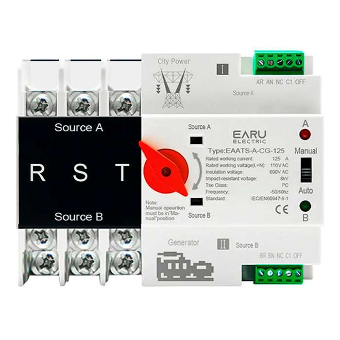 Chave Transferência Automática 125A 3 Polos 110V Rede Gerador Tripolar