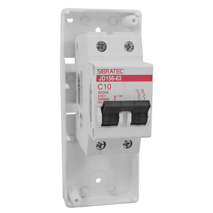 Caixa com Tomada de Sobrepor 2P+T 10A + Disjuntor Bi 10A - CSDB10-T10