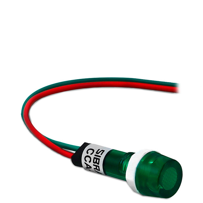 Sinaleiro LED Verde 12V-24V Padrão 9mm - Tipo "Olho de Boi"