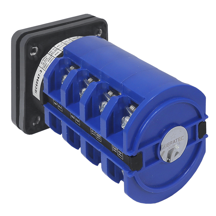 Chave de Transferência Rotativa 63A | 4 Polos | 3 Posições | Porta de Painel | Rede Gerador - LW28-63-4P