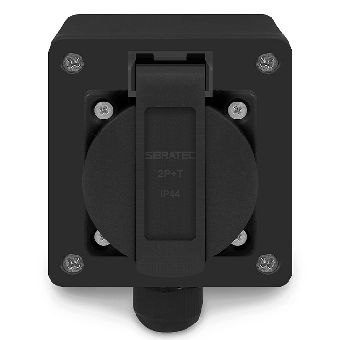 Tomada Preta c/ Tampa e Caixa 2p+t 10A e 20a Padrão Brasileiro Trilho Din