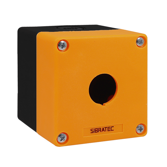 Caixa Plástica Botoeira com 1 Furo 22mm Amarelo e Preto