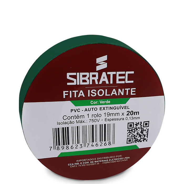 Fita isolante Verde 19mm x 20 Metros Antichamas