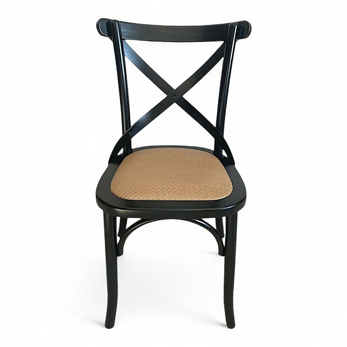 Cadeira Espanha Assento Palinha Indiana no Preto Laqueado